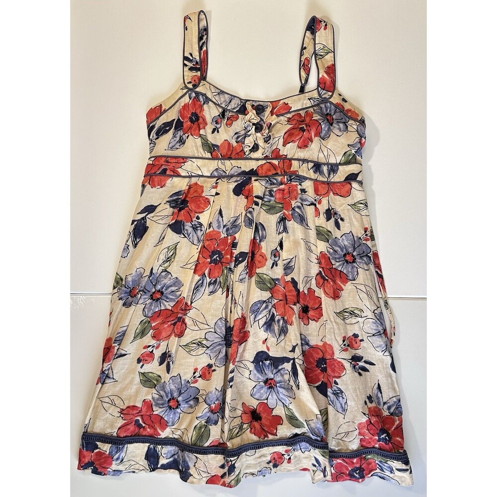 Jessica Simpson Floral Sundress Women’s Size 12 Cotton Boho Cottagecore Tie Back